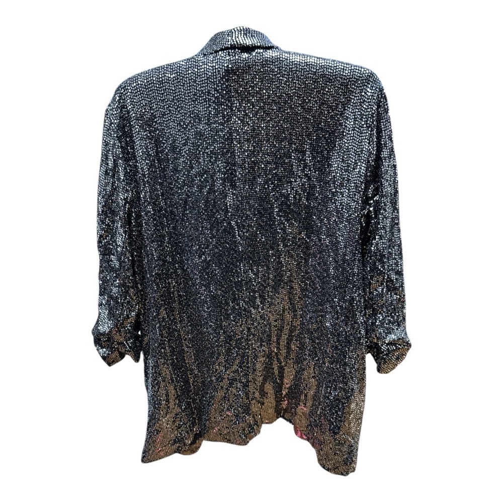 Silver Shimmering Blazer with Relaxed Open Front - Picture 2 of 5